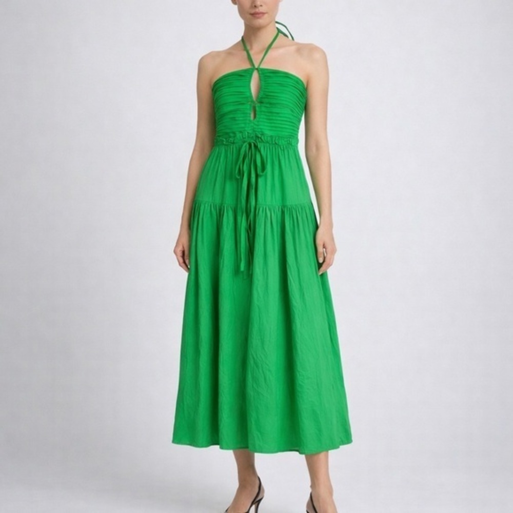 Jason Wu green pleated Haulter dress